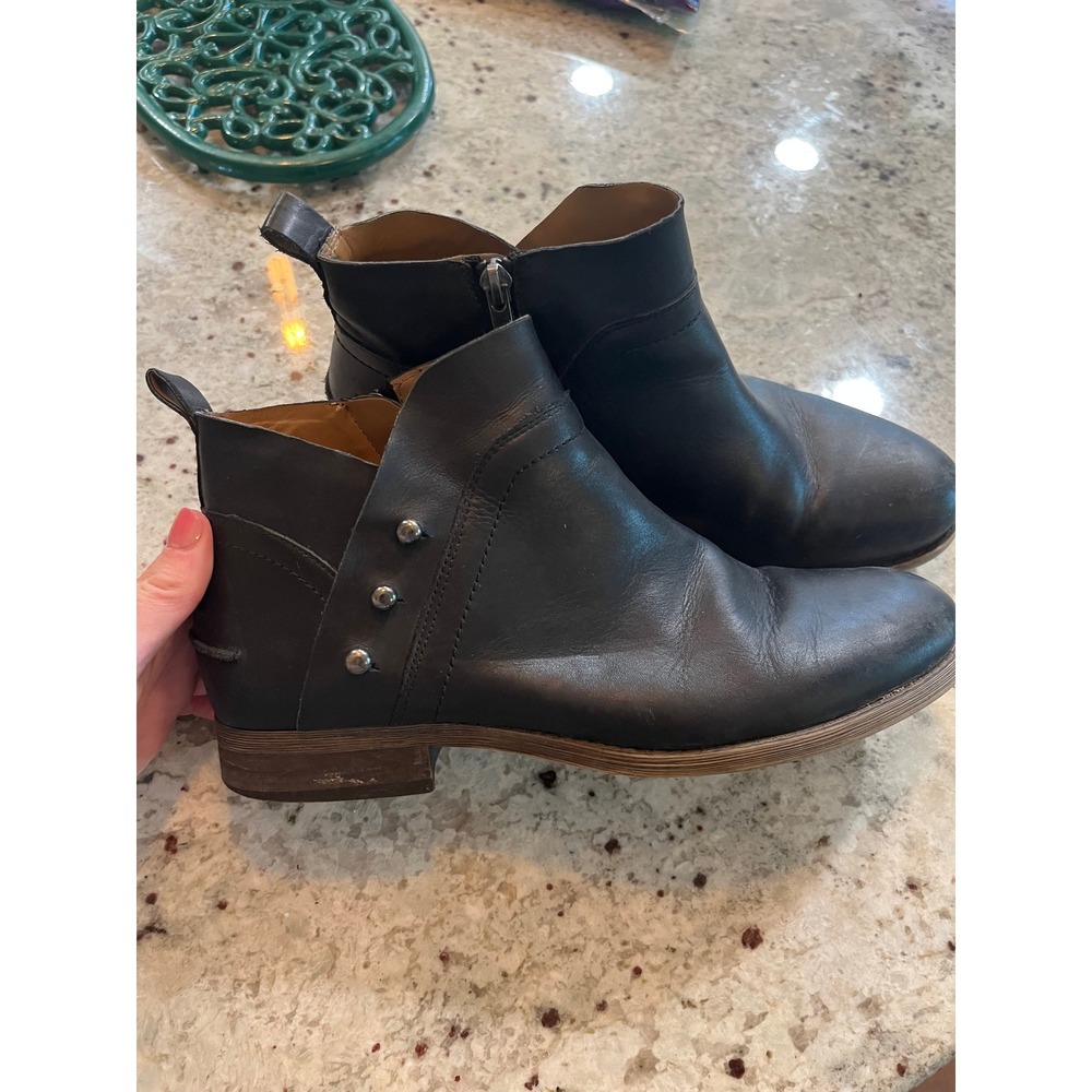 Franco Sarto Kelton Black Leather Studded Ankle Booties 8.5M